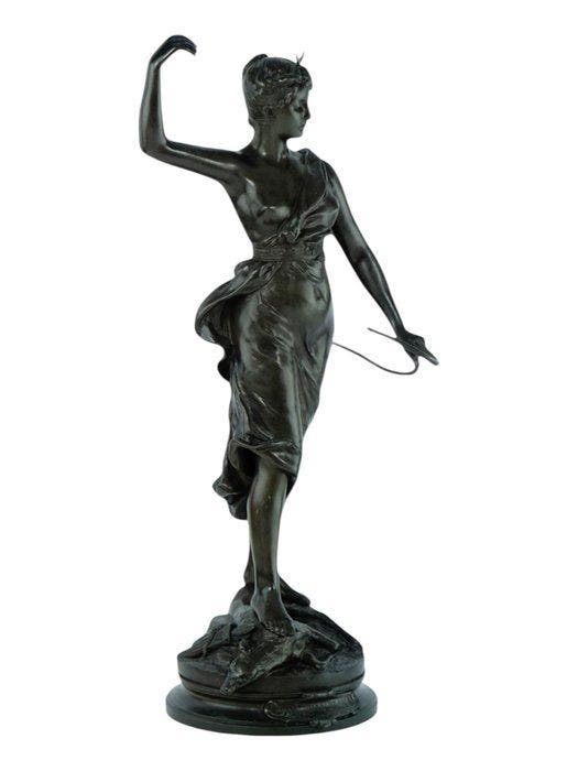 A. Levasseur - Statue, Diane Chasseresse - 54 cm - Bronze, Antiquités & Art, Curiosités & Brocante