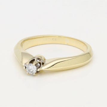 Ring - 14 karaat Geel goud Diamant (Natuurlijk), Handtassen en Accessoires, Ringen, Nieuw