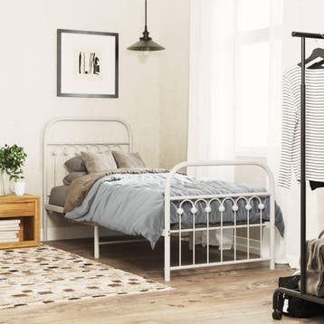 vidaXL Bedframe met hoofd- en voeteneinde metaal wit 80x200, Verzenden, Nieuw