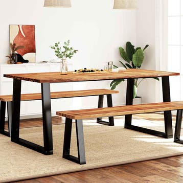 vidaXL Eettafel met natuurlijke rand 180x90x75 cm massief, Verzenden