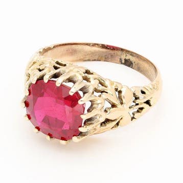 Ring - 14 karaat Geel goud - Robijn, Nieuw
