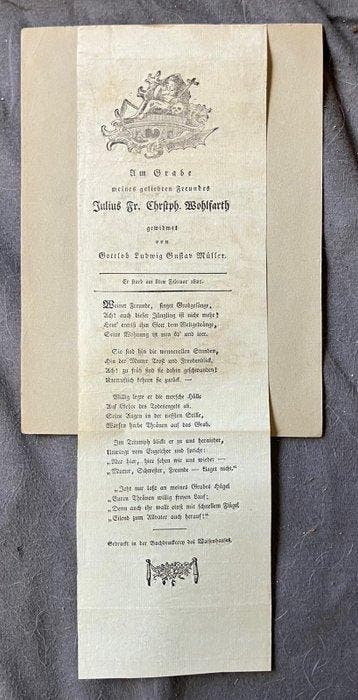 Gottlob Ludwig Gustav Müller - Trauer-Gedicht für Julius