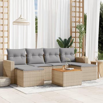 vidaXL 7-delige Loungeset met kussens poly rattan gemengd, Verzenden, Loungeset