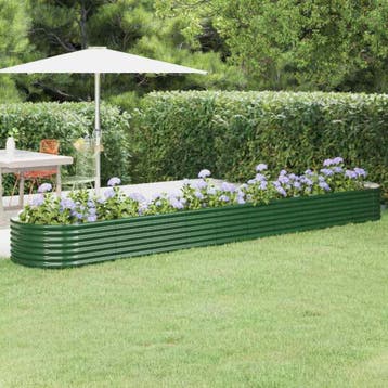 vidaXL Plantenbak 440x80x36 cm gegalvaniseerd staal groen, Tuin en Terras, Verzenden, Nieuw