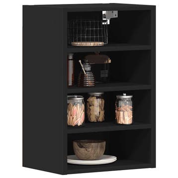 vidaXL Bovenkast Riga 40x29,5x60 cm bewerkt hout zwart, Huis en Inrichting, Verzenden, Nieuw