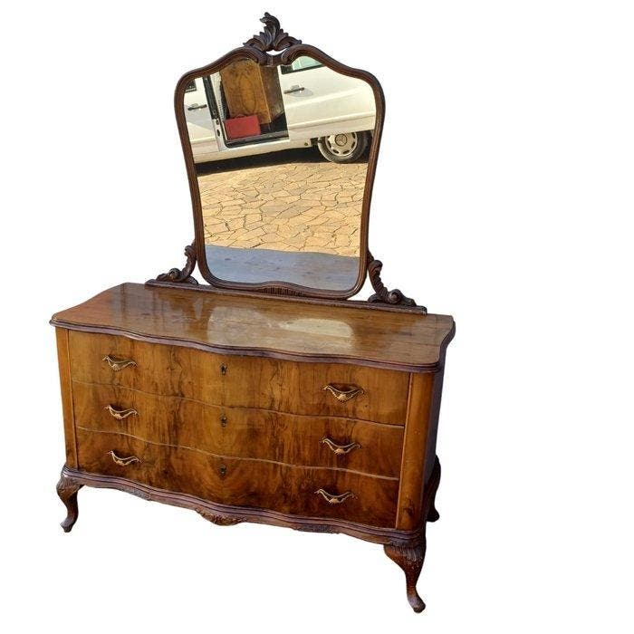 Manifattura Italiana - Commode - Ronce de noyer - Sans, Antiquités & Art, Curiosités & Brocante