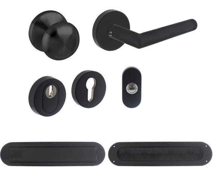 Intersteel voordeurset SKG3 ronde uitvoering zwart, Doe-het-zelf en Bouw, Deuren en Vliegenramen, Nieuw