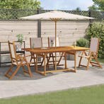 vidaXL 5-delige Tuinset massief acaciahout en textileen, Verzenden, Nieuw, Tuinset