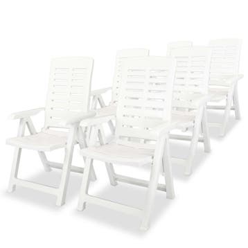 vidaXL Verstelbare klapstoelen, 6 stuks, wit plastic, Tuin en Terras, Tuinstoelen, Verzenden, Nieuw