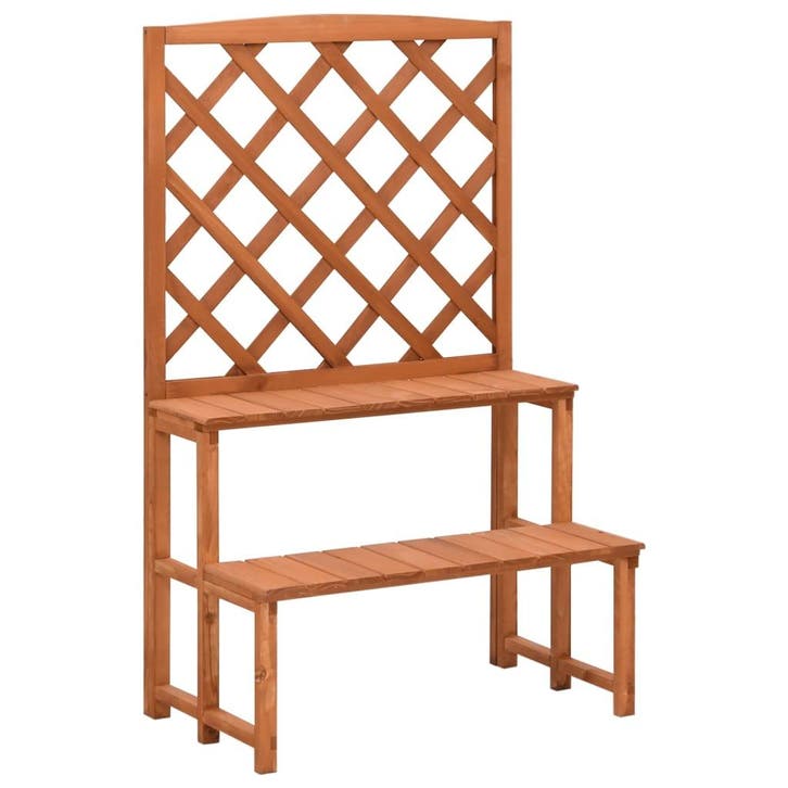 vidaXL Plantenrek met latwerk 70x42x115 cm massief vurenhout, Jardin & Terrasse, Bacs à fleurs & Jardinières, Envoi