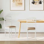 vidaXL Eetkamerstoel 2 pcs Wit en Bruin Massief Rubberhout, Verzenden, Nieuw