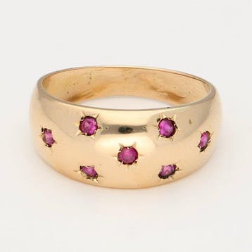 Ring - 18 karaat Geel goud Robijn, Handtassen en Accessoires, Ringen, Nieuw