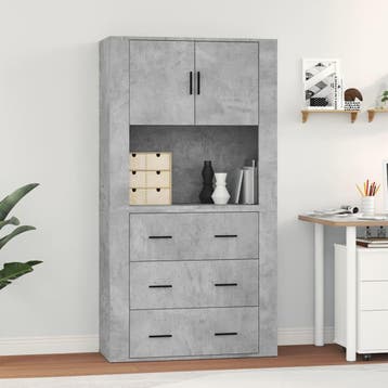 vidaXL Hoge kast bewerkt hout betongrijs, Verzenden, Nieuw