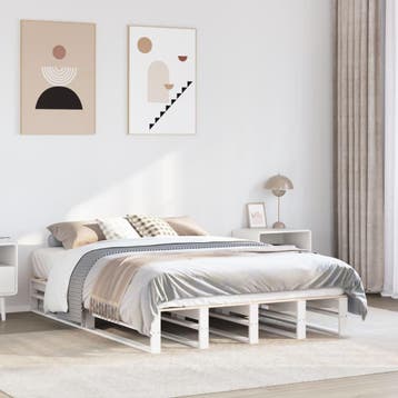 vidaXL Bedframe zonder matras massief grenenhout wit 160x200, Verzenden