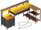 Bureau - Computertafel - Hoekbureau - 163x88 cm - Bruin - Ro, Verzenden, Nieuw