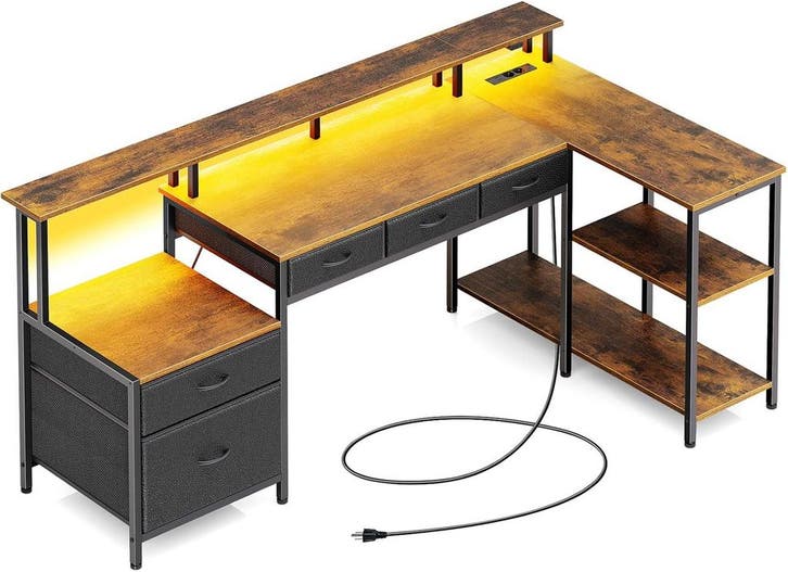 Bureau - Computertafel - Hoekbureau - 163x88 cm - Bruin - Ro, Huis en Inrichting, Bureaus, Nieuw, Verzenden