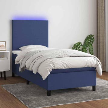 vidaXL Boxspring met matras en LED stof blauw 80x200 cm, Verzenden, Nieuw