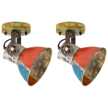 vidaXL Wand- / plafondlampen industrieel 2 st gerecycled E27, Verzenden, Nieuw