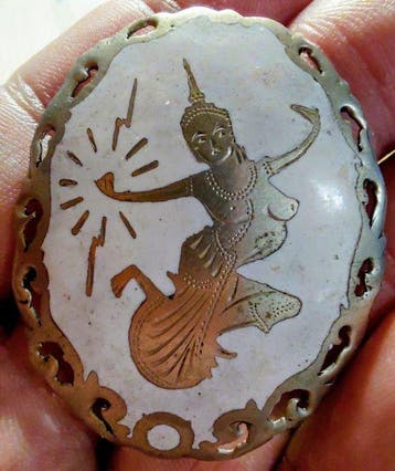 Broche - Thailand niello siam zilver broche (Zonder, Antiek en Kunst