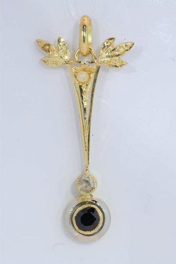 Hanger - 18 karaat Geel goud - 0.36ct. tw. Saffier - Diamant