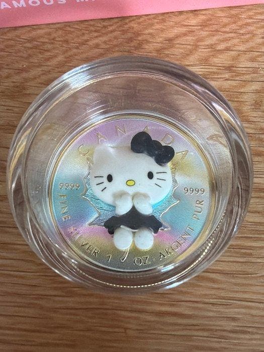 Canada. 5 Dollars 2025 Hello Kitty Insert 1 oz (.999) mit, Postzegels en Munten, Munten | Europa | Niet-Euromunten