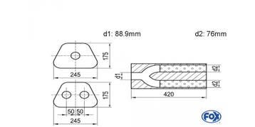 FOX Uni-geluiddemper trapezium dubbele stroom met slang - de, Verzenden, Nieuw