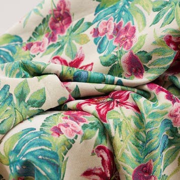 BA161 - Gobelinweefsel tropisch met monstera-bladeren en