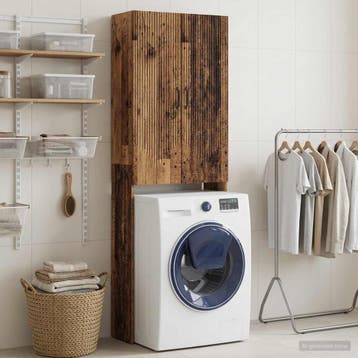 vidaXL Toiletkast HOORN Oud hout 66 x 25,5 x 190 cm Bewerkt, Verzenden, Nieuw