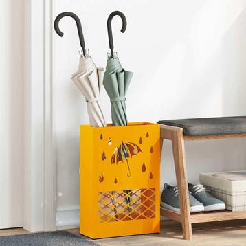 vidaXL Regen Paraplu Stand Mosterdgeel 28 x 12 x 41 cm Staal, Verzenden