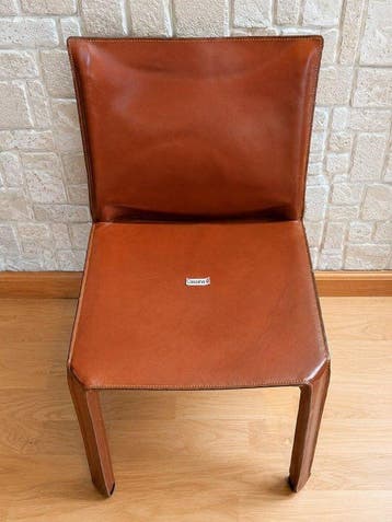 Cassina - Mario Bellini - Stoel (4) - Leer en staal