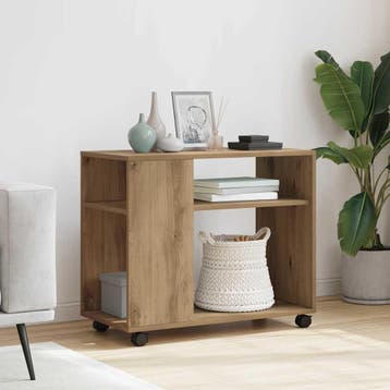 vidaXL Bijzettafel met wieltjes 70x35x60 cm hout artisanaal, Huis en Inrichting, Tafels | Bijzettafels, Verzenden, Nieuw
