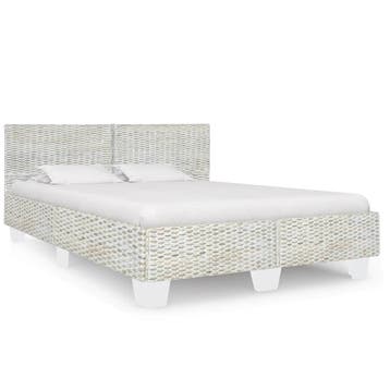 vidaXL Bedframe natuurlijk rattan grijs 140x200 cm, Verzenden, Nieuw