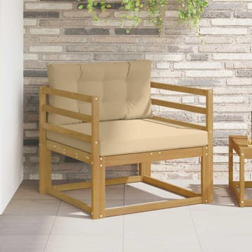 vidaXL Buiten Midden Sofa Polyester Wit, Huis en Inrichting, Zetels | Voetbanken en poefs, Verzenden, Nieuw