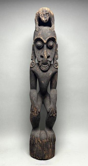 Figure dancêtre avec un singe - 111 cm - 14,2 kg -
