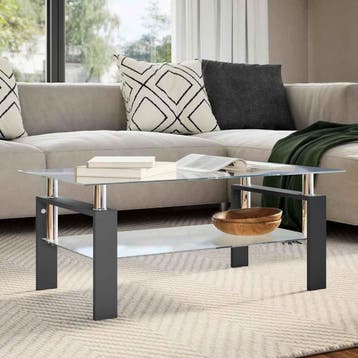 vidaXL Salontafel 95x55x40 cm gehard glas transparant en, Huis en Inrichting, Tafels | Salontafels, Verzenden, Nieuw