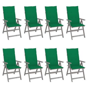 vidaXL Tuinstoelen 8 st verstelbaar met kussens acaciahout, Tuin en Terras, Tuinstoelen, Verzenden, Nieuw