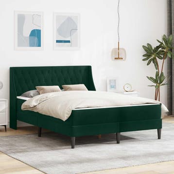 vidaXL Bedframe met matras met matras Donkergroen 140 x 190, Huis en Inrichting, Slaapkamer | Matrassen en Bedbodems, Verzenden