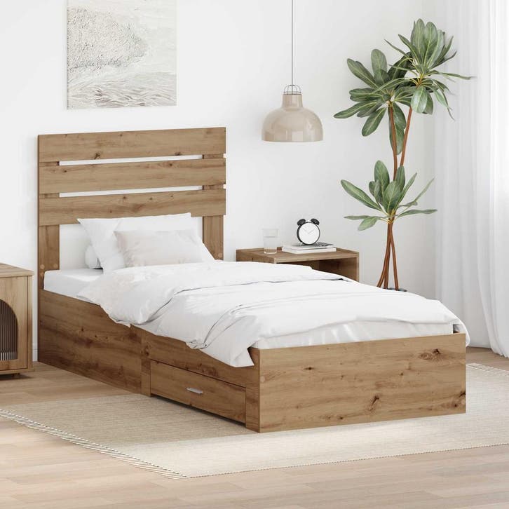 vidaXL Bedframe met lade met hoofdeinde met opslag Bewerkt, Huis en Inrichting, Slaapkamer | Bedden, Nieuw, Verzenden