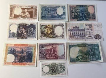 Spanje. - 10 banknotes - various dates (Zonder minimumprijs)