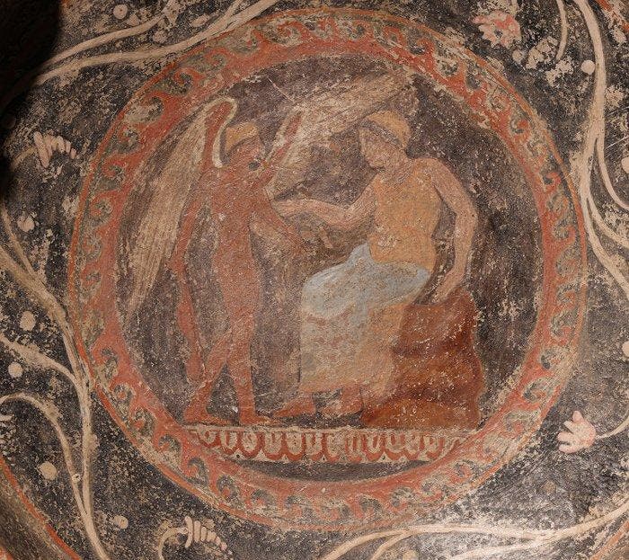 Oud-Griekenland, Enorme beschilderde keramische fiale met, Collections, Minéraux & Fossiles