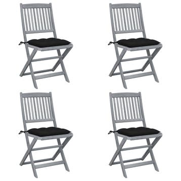 vidaXL Set van 4 klapstoelen met kussens, gemaakt van, Verzenden, Nieuw