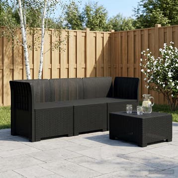 vidaXL 3-Zits Tuinbank Rattan Look PP Antraciet, Verzenden