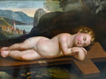 Nederlandse school (XVIII) - Jésus enfant sur la croix dans, Antiquités & Art