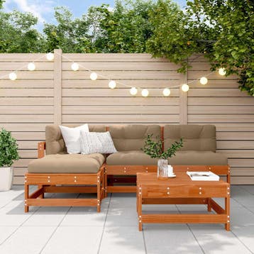 vidaXL Tuin loungeset 5 st Wasbruin Massief grenenhout, Verzenden, Nieuw, Loungeset
