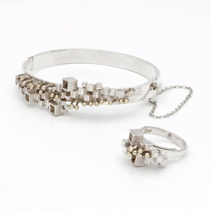 Zonder minimumprijs - 2-delige sieradenset Zilver, Handtassen en Accessoires, Antieke sieraden