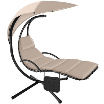 tectake Hangstoel Elaria met zonnedak en zijvak - beige, Verzenden