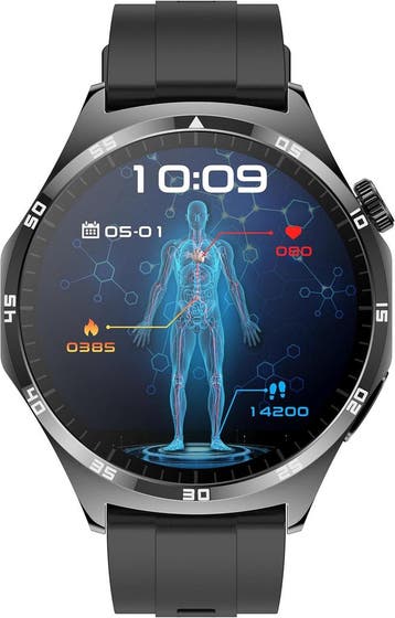 Smartwatch IP68 AMOLED | Retour deal | Nu -47%!, Verzenden, Zwart, Slaap, Nieuw