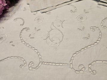 Laken (3) - 280 cm - 230 cm - Antieke borduursels, Antiek en Kunst