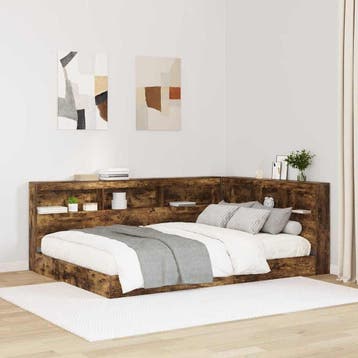 vidaXL Opberghoofdbord met plank Rook Eiken 140 cm Bewerkt, Verzenden, Nieuw
