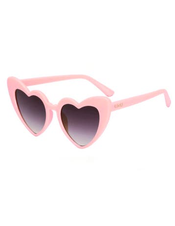 KIMU® Zonnebril Hartjes Cat Eye Lichtroze Montuur Zwarte Gla, Ophalen of Verzenden, Nieuw, Paars